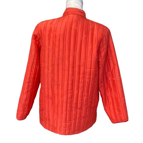 Retro Salmon Pink Embroidered Floral Satin Silk Kimono Puffy Jacket Size Small - Picture 2 of 16